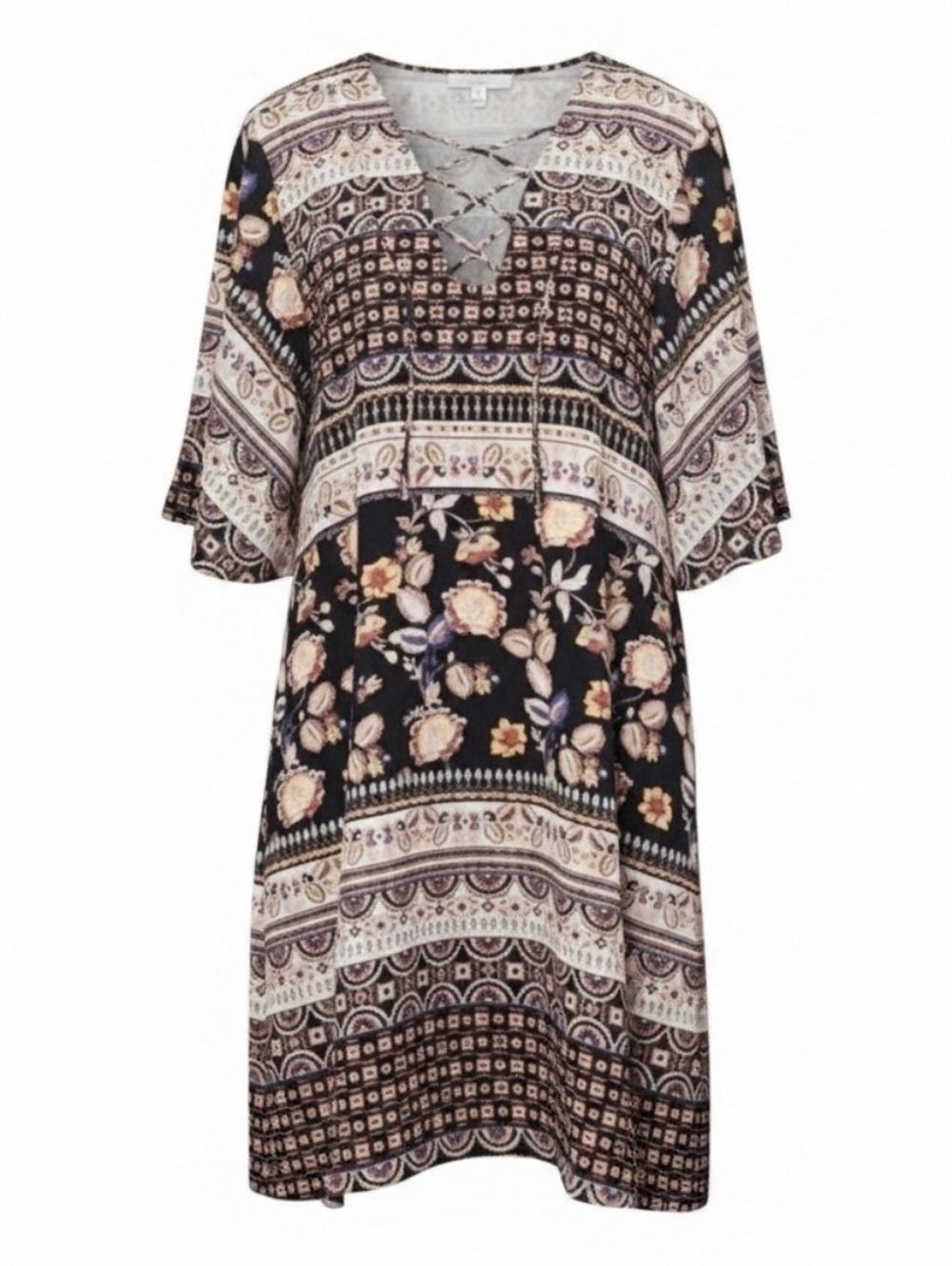 SUGAR LIPS | BOHO FLORAL PRINTED OVERSIZED DRESS